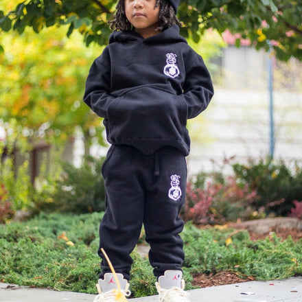 Black and White Kids Jogger Outfit Top and Bottom