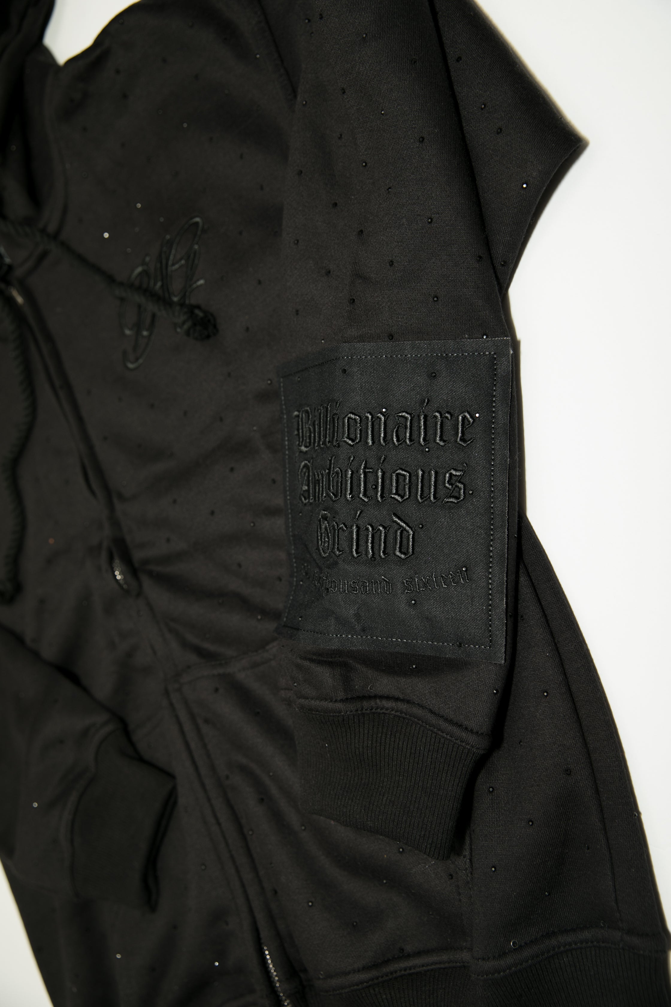 Black Rhinestone cursive BAG LOGO sweatsuit