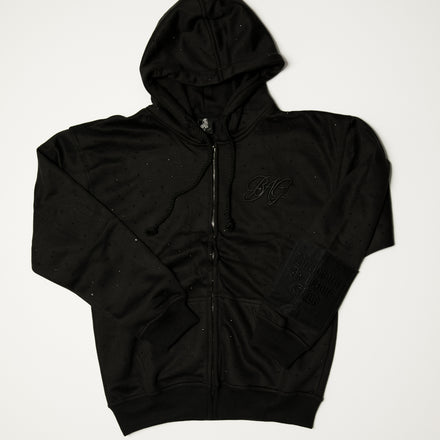 Black Rhinestone cursive BAG LOGO sweatsuit