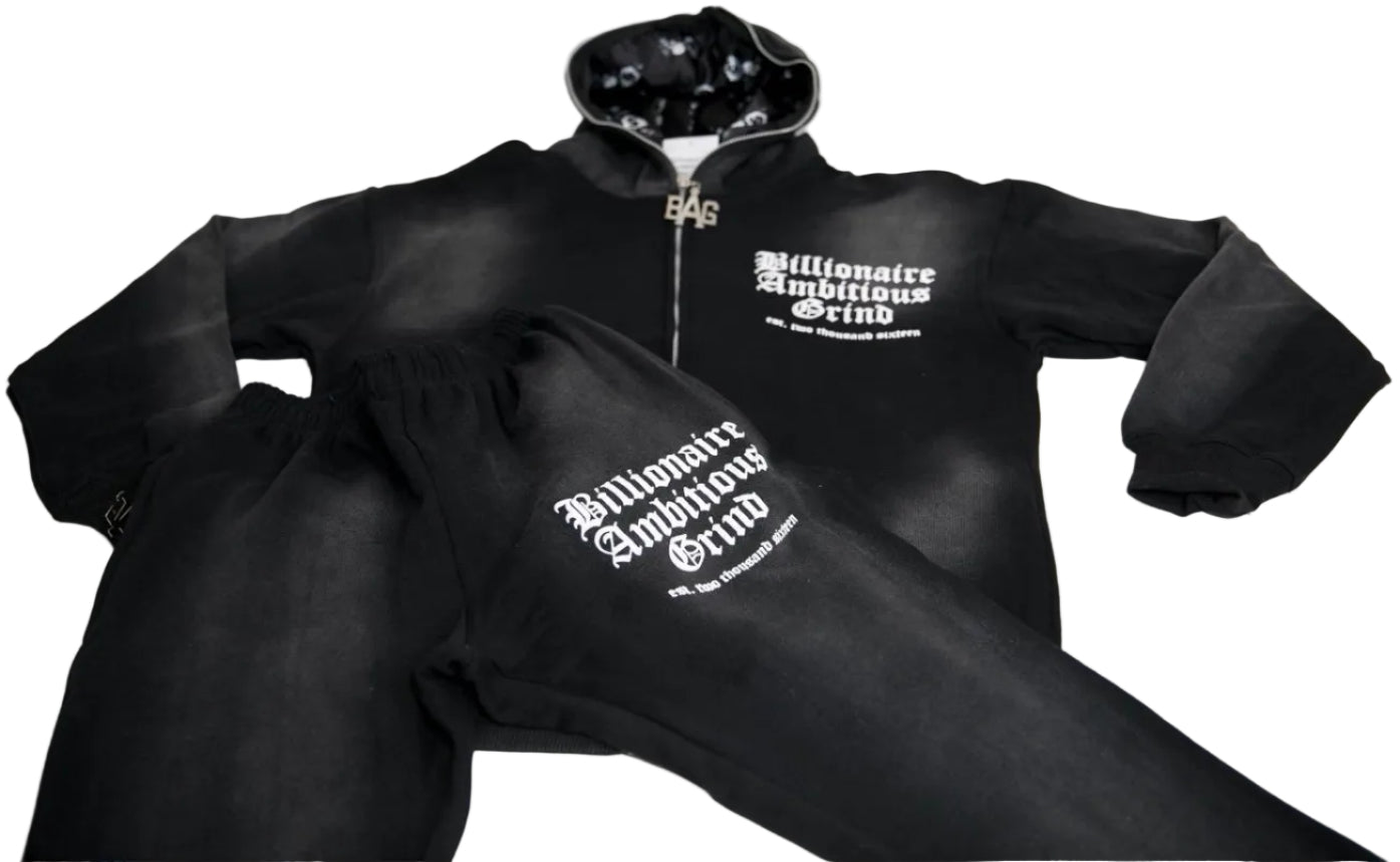 Black and White Premium Full Zip Jogger Outfit