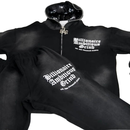 Black and White Premium Full Zip Jogger Outfit