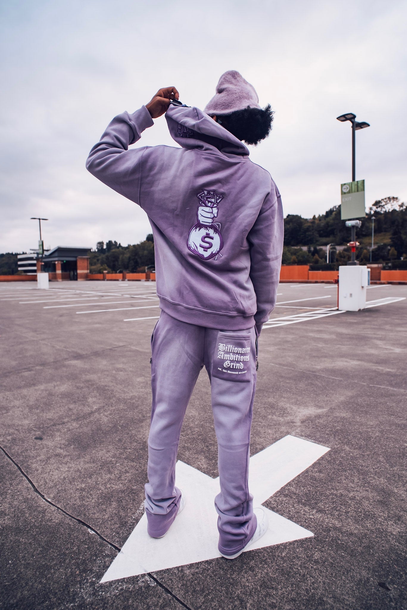 Lavender and White Premium Full Zip Jogger Outfit