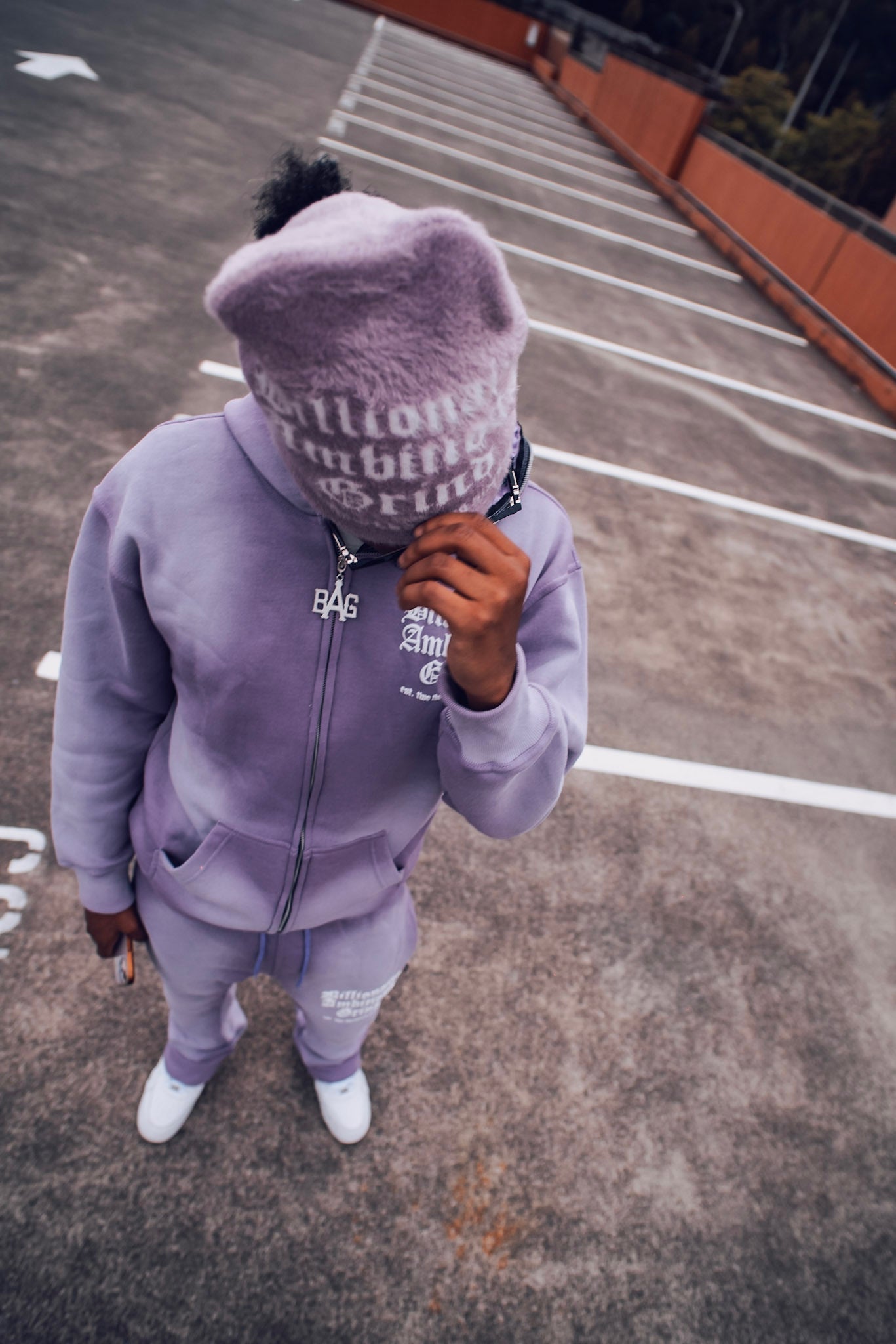 Lavender and White Premium Full Zip Jogger Outfit