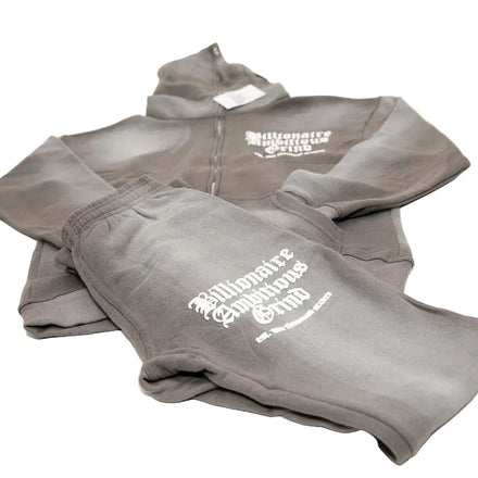 Grey and White Premium Full Zip Jogger Outfit