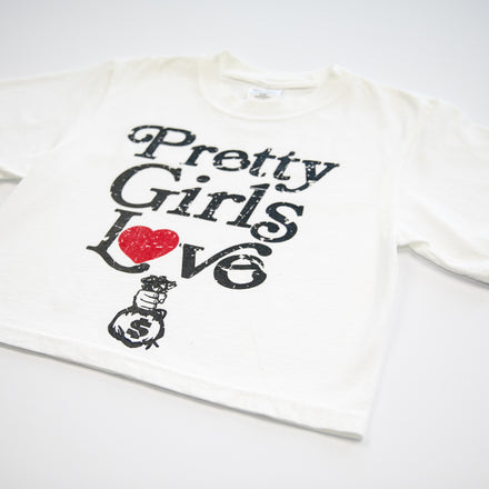 White and Black Pretty Girls Love B.A.G Womens Crop Top Tee
