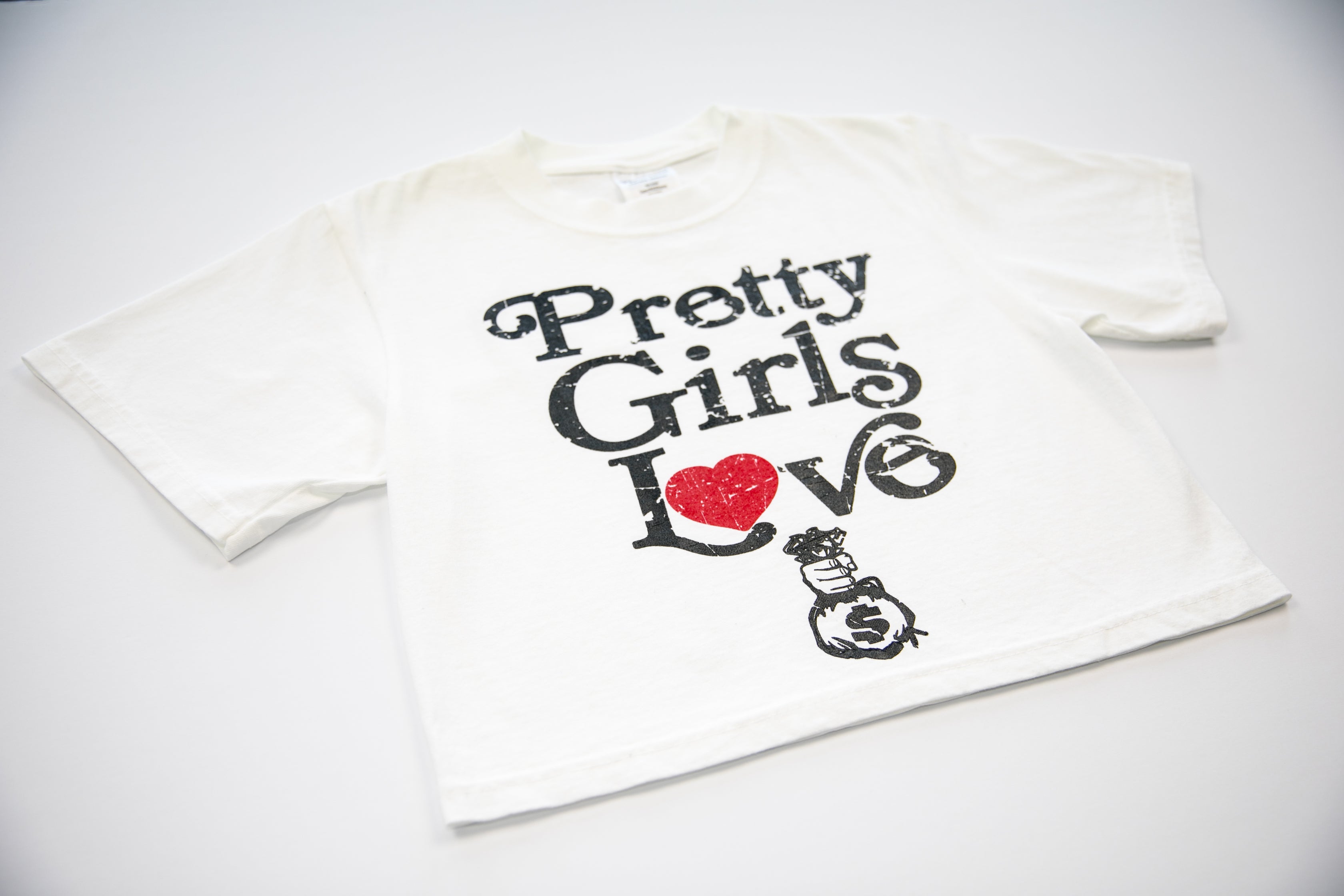 White and Black Pretty Girls Love B.A.G Womens Crop Top Tee