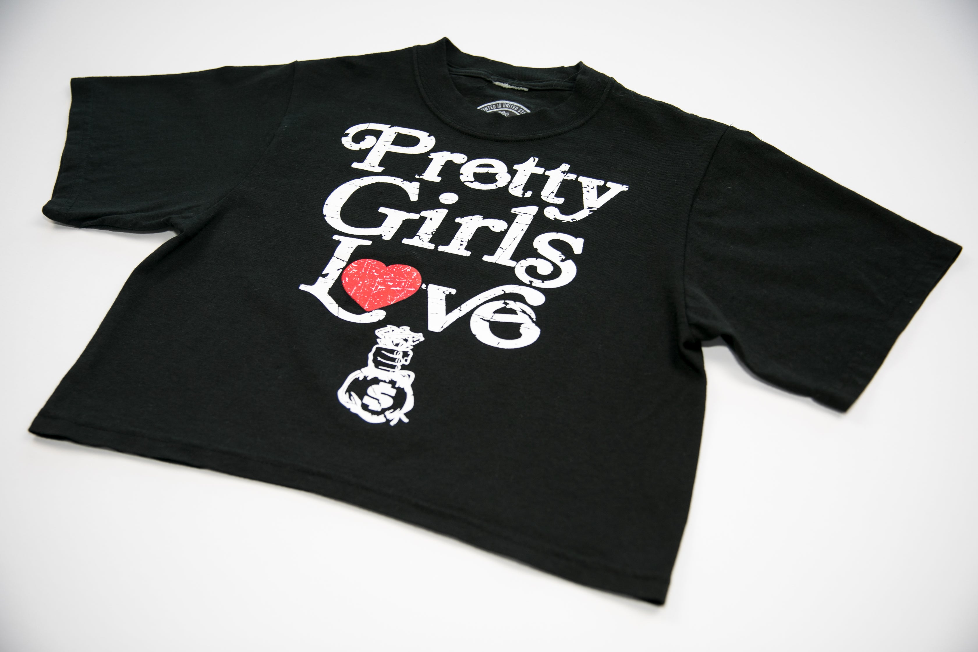 Black and White Pretty Girls Love B.A.G Womens Crop Top Tee