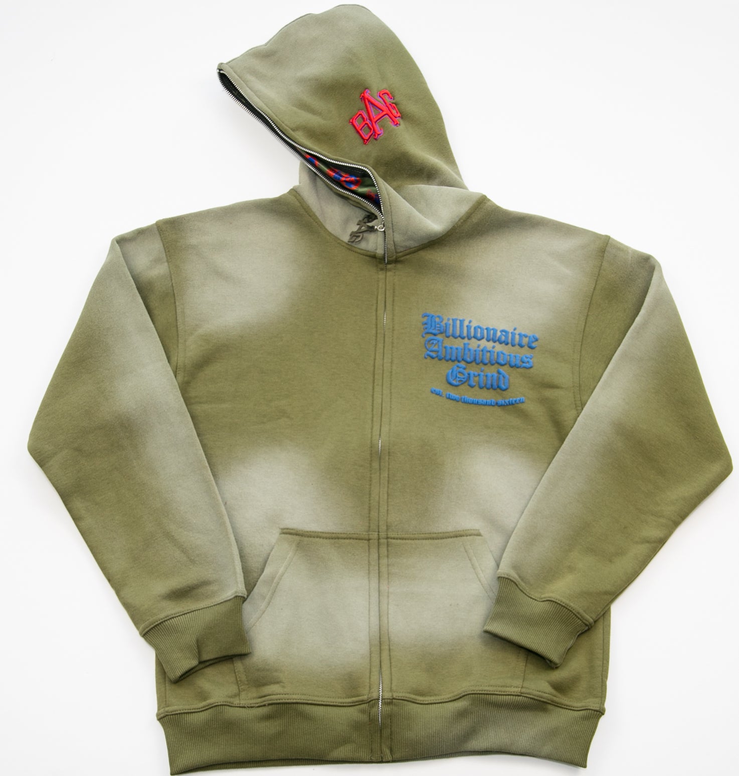 Olive - Royal Blue and Red Premium Full Zip Jogger Outfit