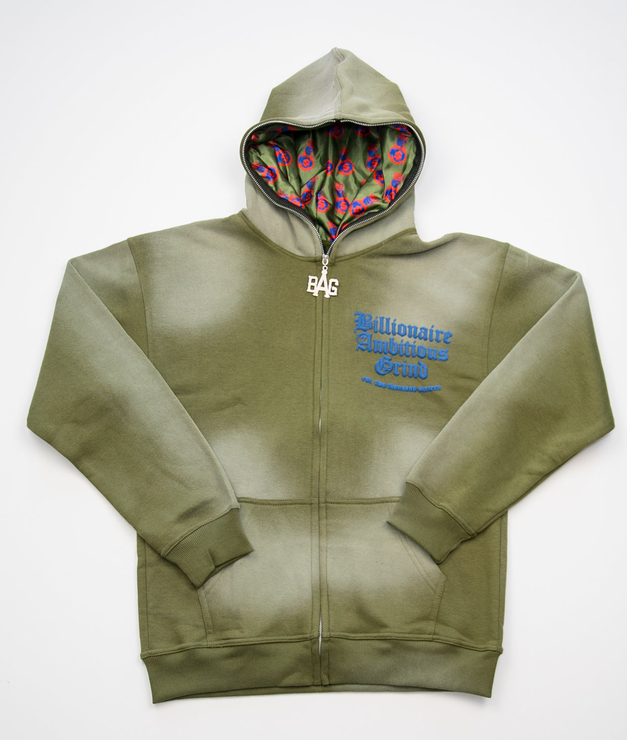 Olive - Royal Blue and Red Premium Full Zip Jogger Outfit