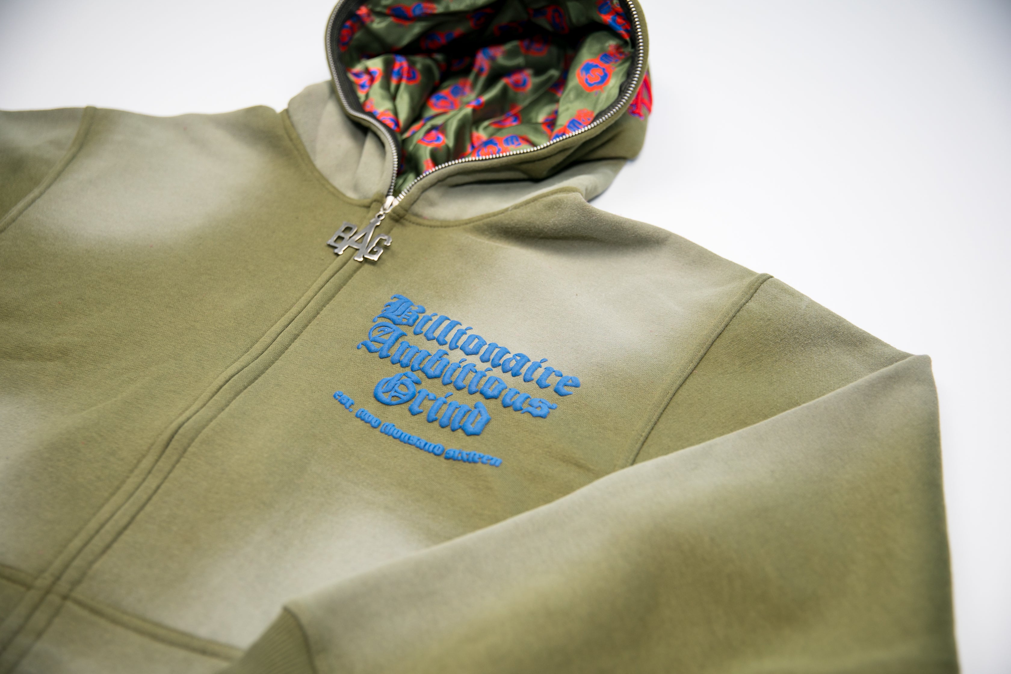 Olive - Royal Blue and Red Premium Full Zip Jogger Outfit