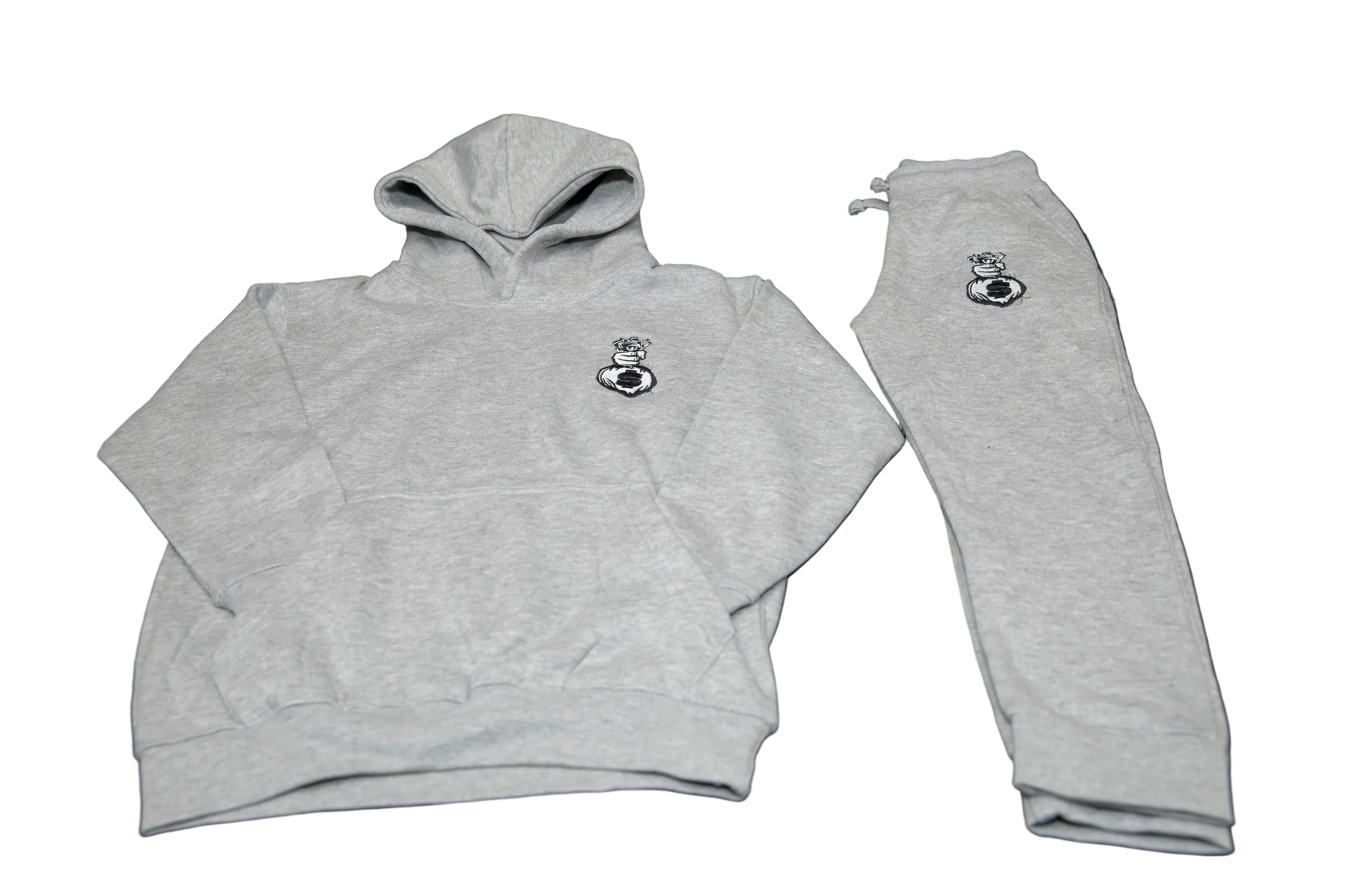 Grey and White Kids Jogger Outfit Top and Bottom