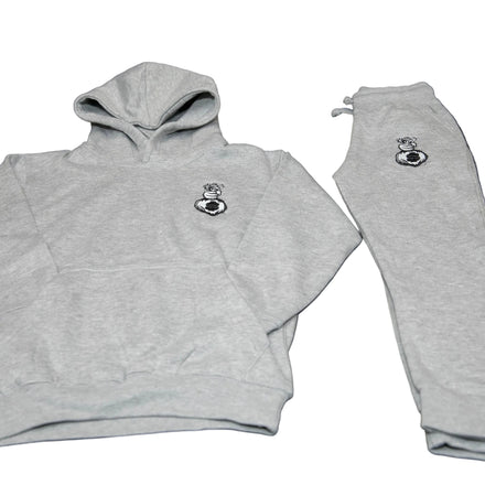 Grey and White Kids Jogger Outfit Top and Bottom